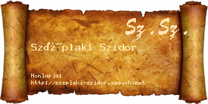 Széplaki Szidor névjegykártya